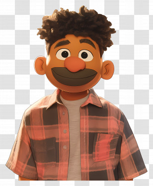 Tamir - Animated Character Wearing Plaid Shirt Transparent PNG