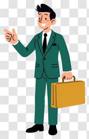 Businessman Holding Briefcase - Man In Green Suit With Briefcase Transparent PNG
