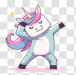Unicorn Dancing - Dabbing Unicorn In Cartoon Style Transparent PNG