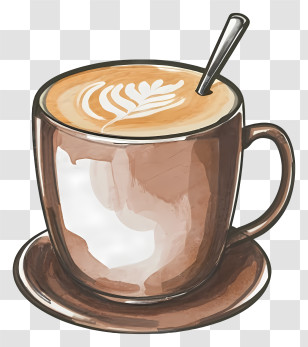 Cartoon - Latte Art In Coffee Cup Transparent PNG