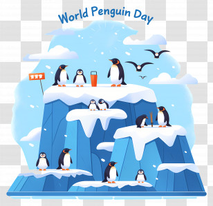 World Penguin Day - Penguins On Iceberg For World Penguin Day Transparent PNG
