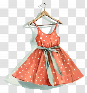 Hanger With Dress - Cute Polka Dot Dress Transparent PNG