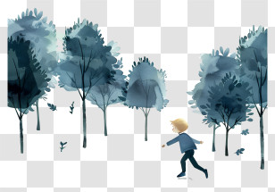 Little Boy Running - Child Running In A Forest Illustration Transparent PNG