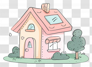 Doodle House - Small Cute Pink Cartoon House Transparent PNG