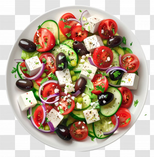 Greek Salad - Healthy Vegetable Salad In A Bowl Transparent PNG