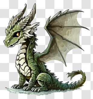 Dragon Illustrate - Green Fantasy Dragon Cartoon Transparent PNG