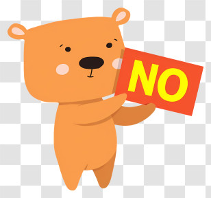 Bear Holding No Sign - Cute Bear Holding A Red NO Sign Transparent PNG