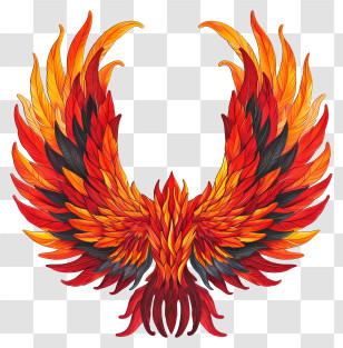 Fire Wings - Fiery Phoenix With Spread Wings Transparent PNG