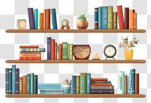 Bookshelf - Bookshelf Decor With Books And Accessories Transparent PNG