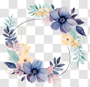 Flower Wreath - Floral Wreath With Pastel Colors Transparent PNG