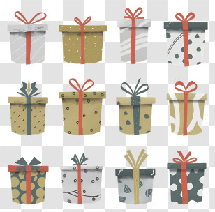 Hand Drawn Gift Boxes - Beautiful Collection Of Colorful Wrapped Gift Boxes Transparent PNG