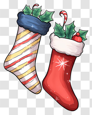 Christmas Socks - Christmas Stockings With Festive Decoration Transparent PNG
