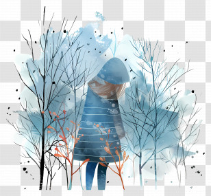 Frost Winter - Person In Blue Coat In Winter Forest Transparent PNG