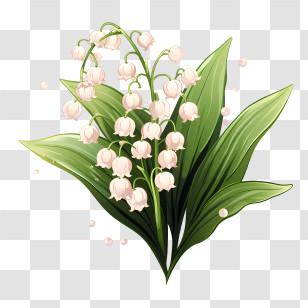 Lily Of The Valley - Lily Of The Valley Flowers With Green Leaves Transparent PNG