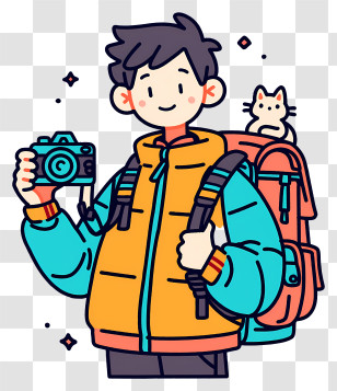 Anime Boy With Camera - Young Traveler With Camera Transparent PNG
