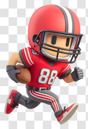 American American Football Wide Receiver - Cartoon Football Player In Red Transparent PNG