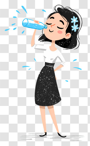 Girl Drinking Fresh Water - Woman Drinking Water Transparent PNG