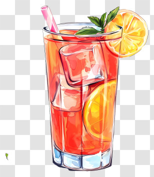 Sharbat - Refreshing Glass Of Iced Orange Juice Transparent PNG
