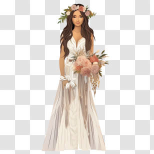 Wedding Dress
 - Bride In Wedding Dress With Bouquet Transparent PNG