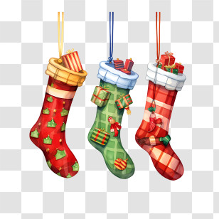 Christmas Stocking - Colorful Christmas Stockings With Gifts Transparent PNG