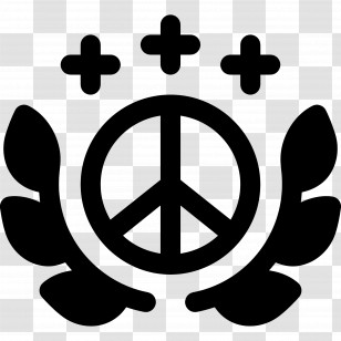 Peace Sign - Peace Symbol With Laurel Transparent PNG