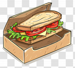 Sandwich In A Brown Paper Box - Delicious Sandwich In A Brown Paper Box Illustration Transparent PNG