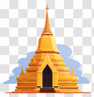 Thai Temple - Golden Stupa With Clear Sky Transparent PNG