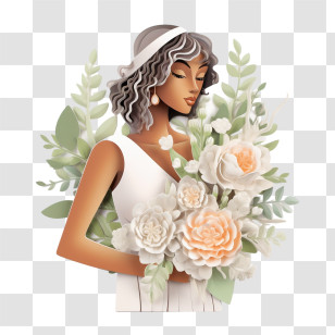 Wedding Dress
 - Elegant Bride With Floral Bouquet Transparent PNG