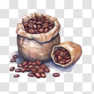 Watercolor Coffee Beans - Bags Of Coffee Beans Transparent PNG