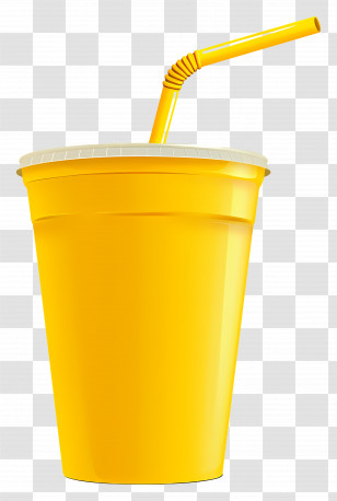 Disposable Cup - Yellow Cup With Straw For Beverages Transparent PNG