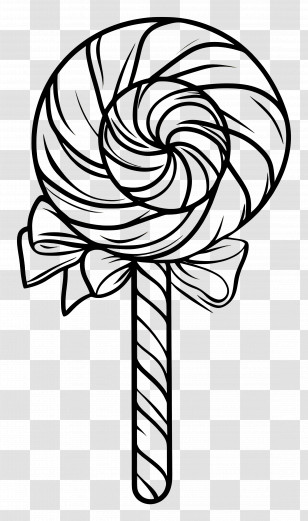 Christmas Coloring Page - Black And White Lollipop Candy Illustration Transparent PNG