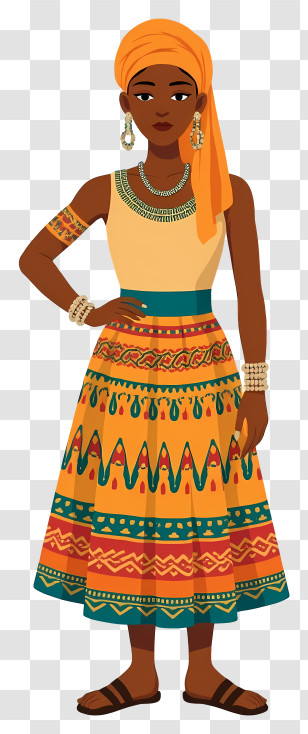 South Africa People - Ethnic Outfit With Orange Headscarf Transparent PNG