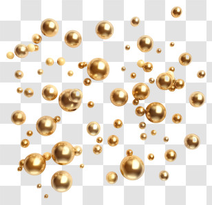 Golden Beads - Golden Floating Spheres Illustration Transparent PNG