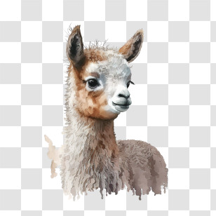 Watercolor Llama
 - Cute Alpaca Watercolor Portrait Transparent PNG
