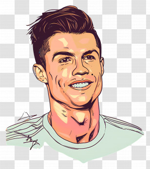Cristiano Ronaldo - Colorful Portrait Illustration Art Transparent PNG