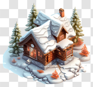 Log Cabin - Cozy Winter Cabin Surrounded By Snowy Trees Transparent PNG