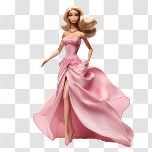 Barbie - Pink Fashion Doll In Glamorous Dress Transparent PNG