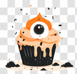Halloween Cupcake - Halloween Cupcake With Spooky Eyeball Design Transparent PNG