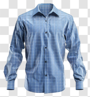 Formal Shirt - Blue Checkered Long Sleeve Shirt Transparent PNG