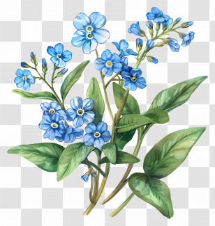Small Flower - Beautiful Blue Forget-Me-Not Flowers Transparent PNG