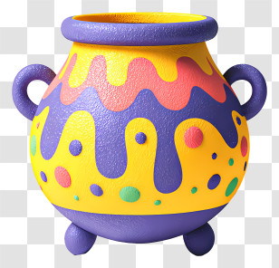 Halloween Cauldron Painting - Colorful Magical Cauldron Transparent PNG