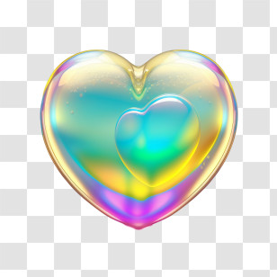 Rainbow Soap Bubble
 - Iridescent Heart Symbol In Holographic Colors Transparent PNG