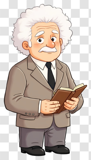 Cartoon Grandpa - Cartoon Scientist Reading A Book Transparent PNG