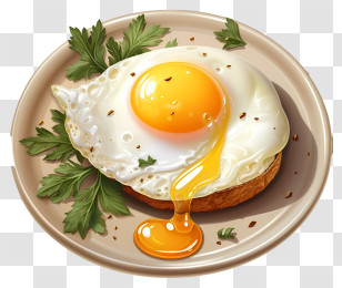 Poached Egg - Fried Egg Breakfast With Garnish Transparent PNG