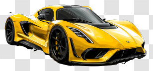 Hennessey Venom F5 - Vibrant Yellow Supercar Illustration Transparent PNG