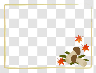 Food Frame - Mushrooms With Autumn Leaves Transparent PNG
