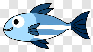 Cartoon Fish - Adorable Blue Cartoon Fish Illustration Transparent PNG