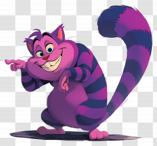 Cheshire Cat - Purple Cheshire Cat With Mischievous Smile Transparent PNG