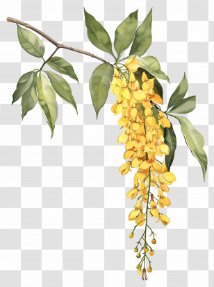 Laburnum Flowers - Yellow Laburnum Flower Branch Illustration Transparent PNG