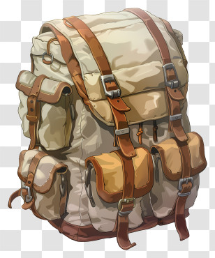 Hiking Backpack - Vintage Backpack With Leather Straps Transparent PNG